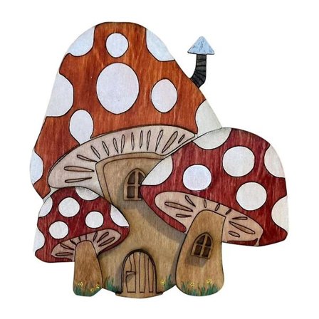 Tecknad Trä Mini DIY Dörr Sagodörr Trädgårdsgård Dekor Fé Elf Dörr