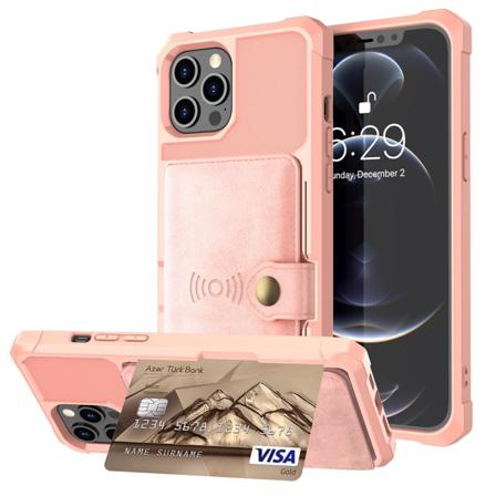 iPhone 13 Pro - Skal med Korthållare Roséguld