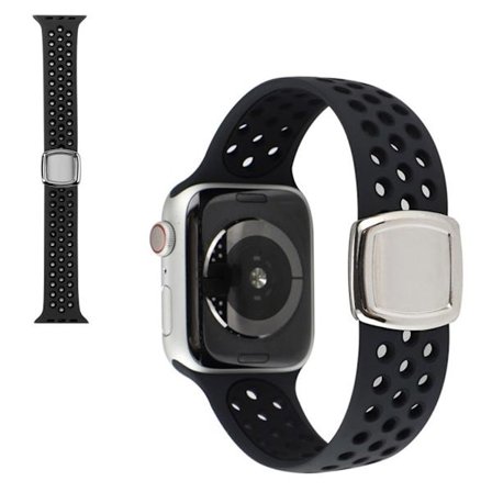 Apple Watch 40mm dual tone in multi-hole silicone watch strap - Black / Black