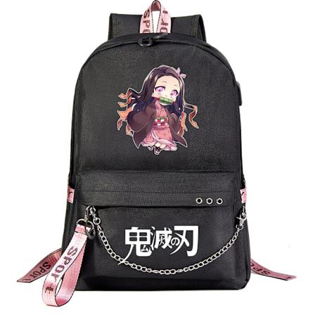Demon Slayer Ryggsekk Nezuko Kimetsu med USB-ladeport, personlig uformell