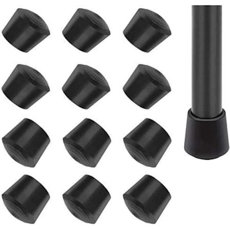 Stolsbensskydd - 12-pack Gummistolsbensskydd - Stolsöverdrag - 1 tum Stolsbensskydd - Svart