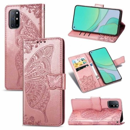 OnePlus 8T -lompakkokotelo, PU-nahkainen 4-POCKET Motif Butterfly