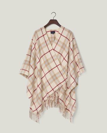 Lexington Ternet poncho i genanvendt uldblanding, offwhite/rosa/beige ternet