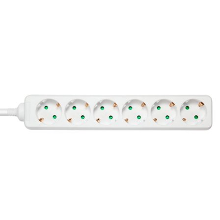 Deltaco Earthed power strip, 6xCEE 7/3, 1xCEE 7/7, childproof, 3m - White