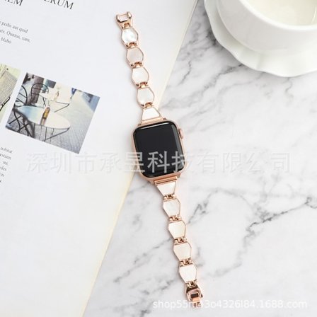 Kellon ranneke Apple Watch iWatch 38/40/41/ 10. sukupolvi 42mm ruusukulta valkoinen kuori