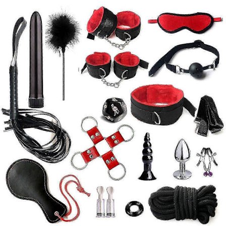17 Dele Sæt - Rød BD SM Webbing Stropper Forsyninger Multi-Dele Sæt