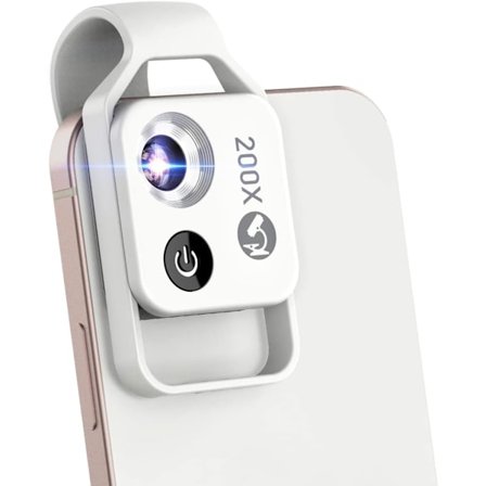 200X Telefon Mini Pocket Mikroskop med LED-ljus/ Universal Clip,