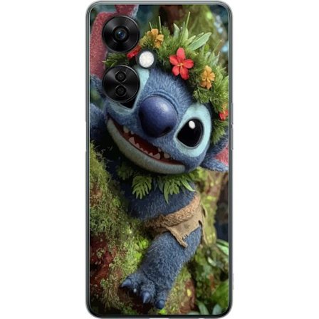 Kompatibelt Mobildeksel til OnePlus OnePlus Nord CE3 Glad blå fantasiskapning med blomsterkrans klatrer lekent i trær, lekent naturmotiv med eventyr