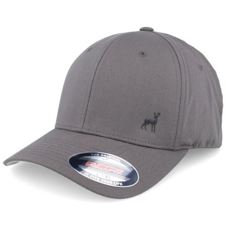 Hunter - Gris flexfit Gorra - Tiny Deer Wooly Combed Dark Grey Flexfit @ Hatstore