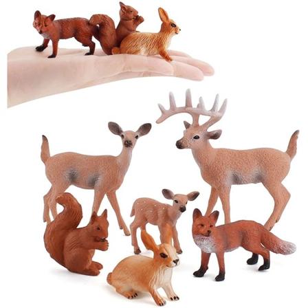 Dyrefigurer 6 stk. Plast Skovdyr Figurer Hjortefigurer-Xin
