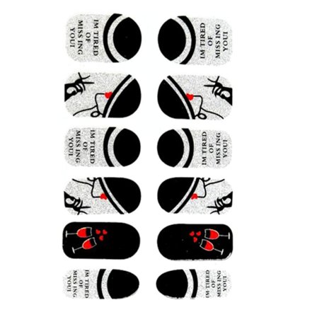 Rødvin kopp mønstre dekor klistremerker ultra tynn selvklebende neglekunst klistremerker XF.JU162