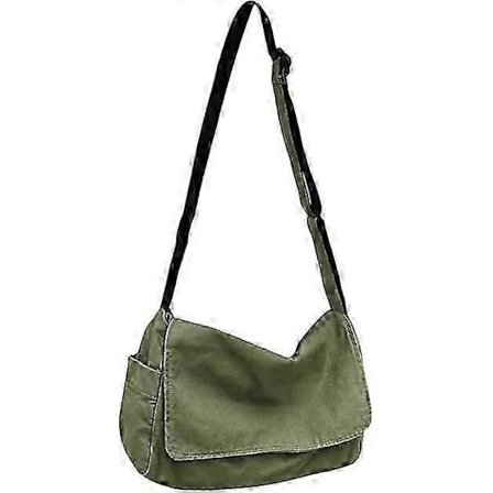 Canvas Crossbody Taske til Kvinder Mænd, Stor Canvas Skuldertaske Tote Taske Til Skole Rejse Casual Daglig, 38CM*24CM*16CM