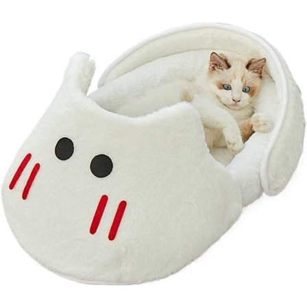 ING kissanpeti tossumuotoilu, sopii kaikkiin vuodenaikoihin, kissa- ja koiranpeti, lemmikin talviunipeti, muunneltava sohvatyyny, kissatarvikkeet (M, 