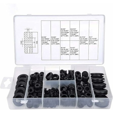 180 stk. gummipakningssortimentssæt åben elektrisk ledningstætning