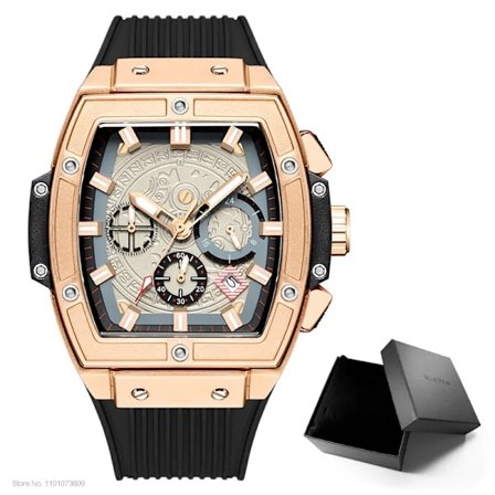 MEGIR & RUIMAS Klockor för Män Mode Militär Sport Tonneau Kronograf Kvarts Armbandsur med Datum 24-timmars 3atm Vattentät