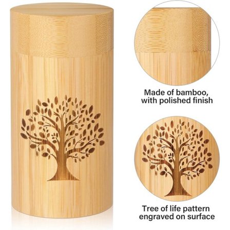 Små urner for menneskelig aske, suvenirer med et livets tre-design.