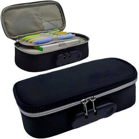Penneveske med lås for gutter og jenter, vanntett pennal med stor kapasitet og håndtak, penneveske med glidelås, Organlzer penneboks f