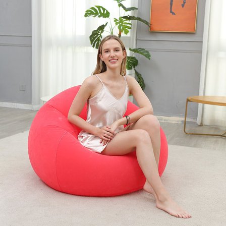 Ny PVC-flokkende oppblåsbar lat sofa sfærisk sofastol sammenleggbar utendørs fritids hvilestol sofastol