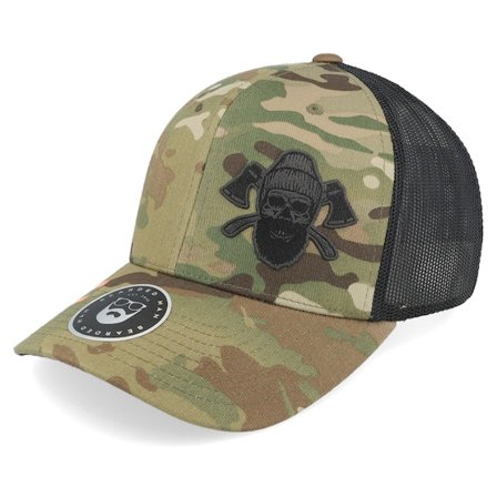 Bearded Man - Camo trucker Cap - Bone Beard Axes Multicam Camo/Black Trucker @ Hatstore