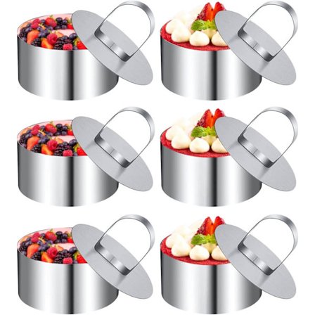 Runde kakeformer, 6 stekesirkler 8 cm, stekesirkel, runde kakeformer 8 cm egnet for desserter kjeks bakverk moussekaker
