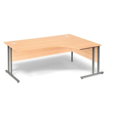 Ergonomic corner desk FLEXUS, R/H, 1800x1200x720 mm, beech laminate