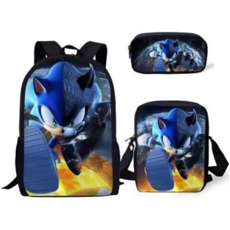 Ny Sonic Børns Skole Taske Animerede 3d-Printede Rygsæk Sonic Børns Rygsæk i Tre Sæt Y #19 #19