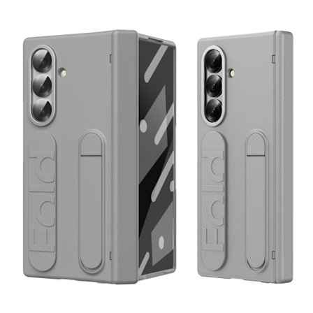 ING Samsung Z Fold 5 telefondeksel, sammenleggbart telefondeksel med håndleddsstropp, grå.