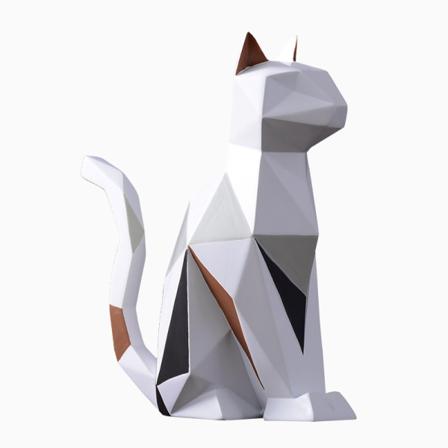 Katteskulptur Statue Geometrisk Figur Dekoration Polyresin Kunst Gave