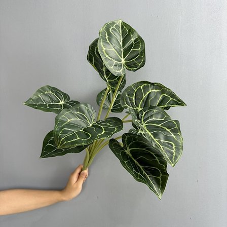 10 stk. hvide kunstige palmeblade til grøn vægdekoration, hydrofile filt æbleblade