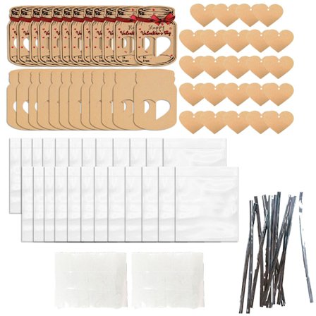 24 stk. Valentinsdagskort med forseglede poser for skoleklassefestutstyr