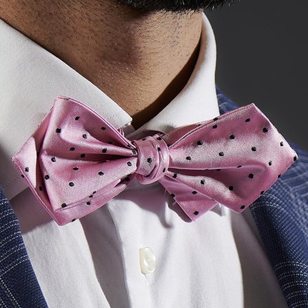 Papion roz cu pătrățele pentru bărbați - Papioane self-tie