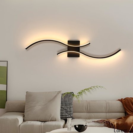 LED Vegglampe Innendørs 80 cm, Moderne Buet LED Vegglampe Svart med 2 Lysrør Varmhvitt Lys 3000K