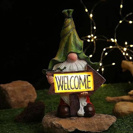 Solcelled Havefigur Ornament Vandafvisende LED Lys