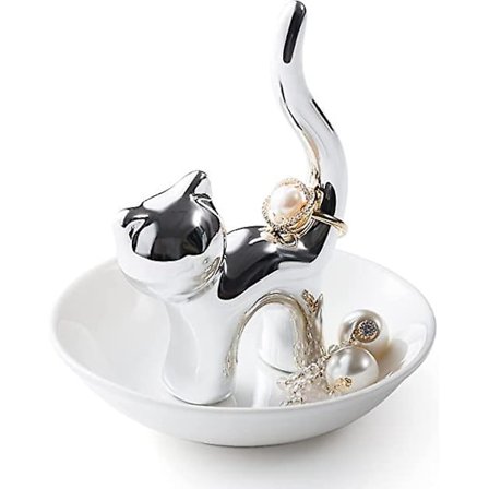 Elefantringhållare i aloe vera-kaktus, smyckesbricka för kattprydnadssaker, presenter, flamingo, elefant, katt, bulldogg-tema, presenter, silverkatt