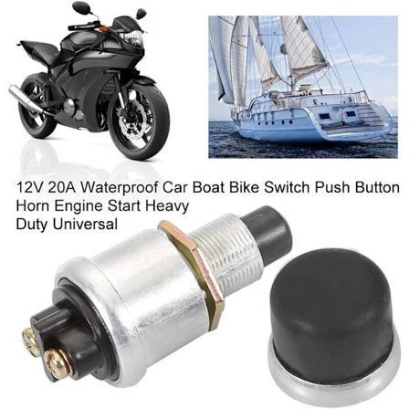 2-polig 12V 20A Vattentät Bil Båt Cykel Strömbrytare Tryckknapp Horn Motor Start Högpresterande Universell