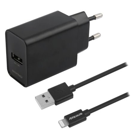Essentials USB-laturi 12W MFI USB Lightning-kaapelilla - Svart