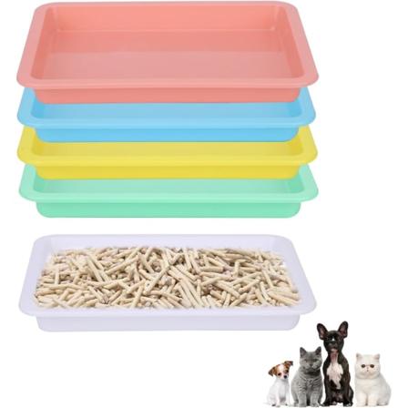 5-pack kattlådor, grunda kattungelådor i plast, inomhuskattungeavfallsbricka (5 färger)