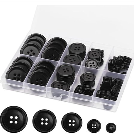 Svarte knapper, knapper til håndverk, 100 stk assorterte knapper for sying, D