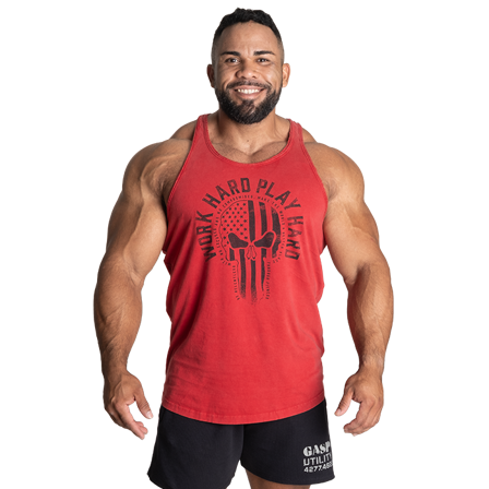 GASP Skull T-back, Acid Chili Red