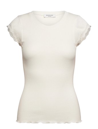 Rwbaybay Ss Lace T-Shirt White Rosemunde