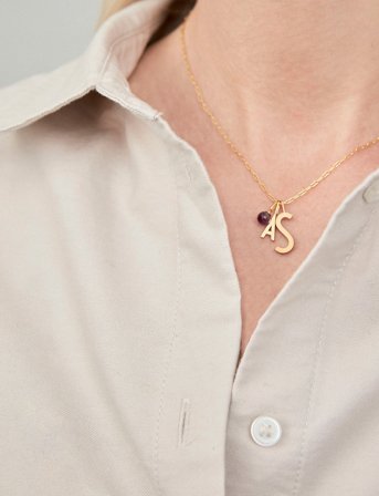 Design Letters Letter For Initial Necklace A-Z (18K Gold-Plated) - Gold - 10 MM