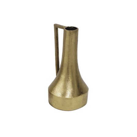 Antik aluminiumsvase i guld, 17x15x32cm