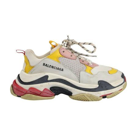 Balenciaga Vintage Balenciaga Triple S Sneakers in Multicolor Leather and Mesh , Geel , Dames , Maat: 38 EU
