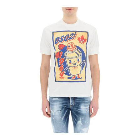 Dsquared2 Graphic-Print T-shirt , Wit , Heren , Maat: L