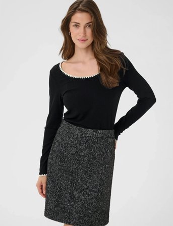 Cream Crribba Embroidery Ls T-Shirt - Black - XXL