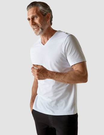 Shaping New Tomorrow - Supima V-Neck - White - Herre - Størrelse S