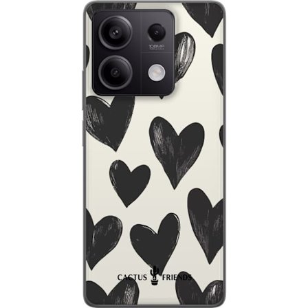 Yhteensopiva Puhelinkuori Xiaomi Xiaomi Redmi Note 13 Cactus and Friends - Bold Black Love Pattern