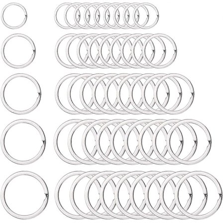 50-pack nyckelringar, 20/25/28/32/35MM rostfria nyckelringar