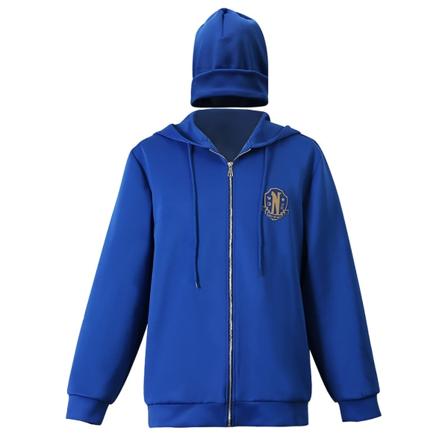 Onsdag Adams Xavier Thorpe frakk og lue cosplay samme stil en Blue M