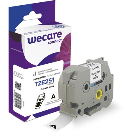 WECARE Tape 24mm TZe-251 Svart på Vit - Lyreco - Kontorsmaskiner - Märkmaskiner och tape - Tape - Brother TZ